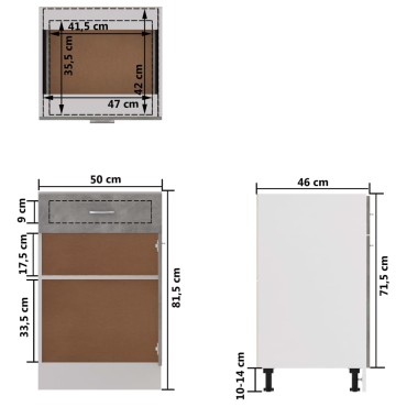 vidaXL Ντουλάπι με Συρτάρι Γκρι Σκυροδέματος 50x46x81,5cm Μοριοσανίδα 1 τεμ.