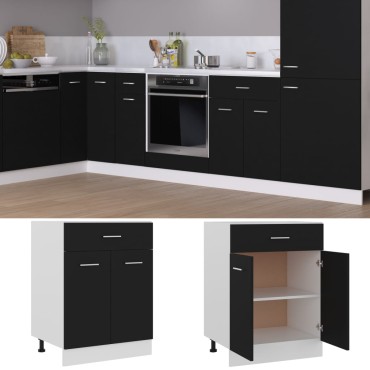 vidaXL Ντουλάπι με Συρτάρι Lyon Μαύρο 60x46x81,5cm Επεξ. Ξύλο 1 τεμ.