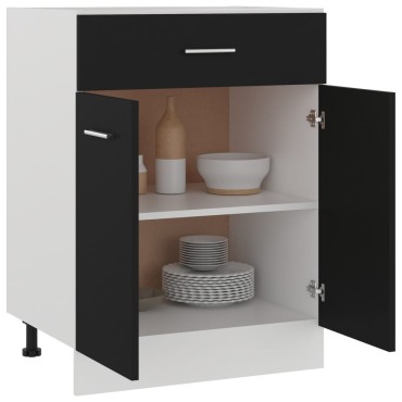 vidaXL Ντουλάπι με Συρτάρι Lyon Μαύρο 60x46x81,5cm Επεξ. Ξύλο 1 τεμ.
