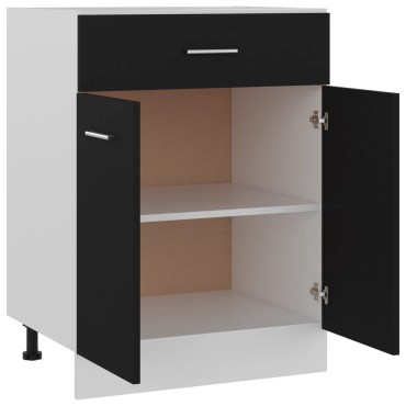 vidaXL Ντουλάπι με Συρτάρι Lyon Μαύρο 60x46x81,5cm Επεξ. Ξύλο 1 τεμ.