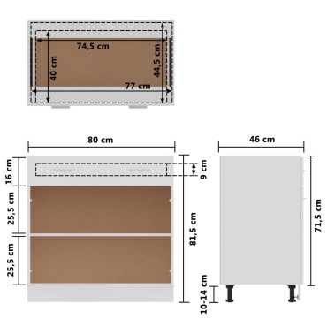 vidaXL Ντουλάπι με Συρτάρι Λευκό 80x46x81,5cm Μοριοσανίδα 1 τεμ.