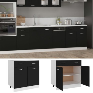 vidaXL Ντουλάπι με Συρτάρι Lyon Μαύρο 80x46x81,5cm Επεξ. Ξύλο 1 τεμ.