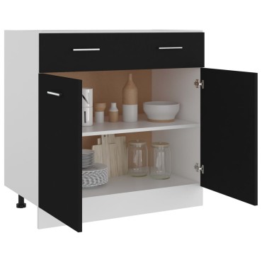 vidaXL Ντουλάπι με Συρτάρι Lyon Μαύρο 80x46x81,5cm Επεξ. Ξύλο 1 τεμ.