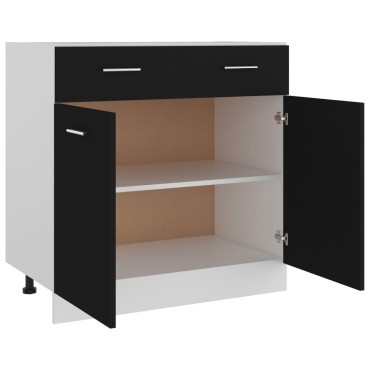 vidaXL Ντουλάπι με Συρτάρι Lyon Μαύρο 80x46x81,5cm Επεξ. Ξύλο 1 τεμ.