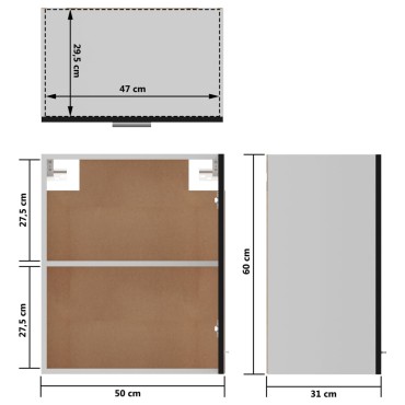 vidaXL Ντουλάπι Κρεμαστό Lyon Μαύρο 50x31x60cm από Επεξ. Ξύλο 1 τεμ.
