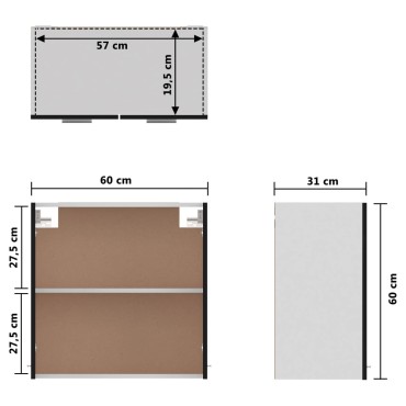 vidaXL Ντουλάπι Κρεμαστό Μαύρο 60x31x60cm από Μοριοσανίδα 1 τεμ.