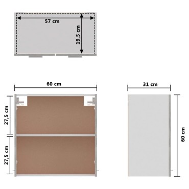 vidaXL Ντουλάπι Κρεμαστό Lyon Γκρι Σκυροδέματος 60x31x60cm από 1 τεμ.