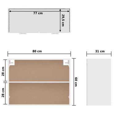 vidaXL Ντουλάπι Κρεμαστό Λευκό 80x31x60cm από Μοριοσανίδα 1 τεμ.