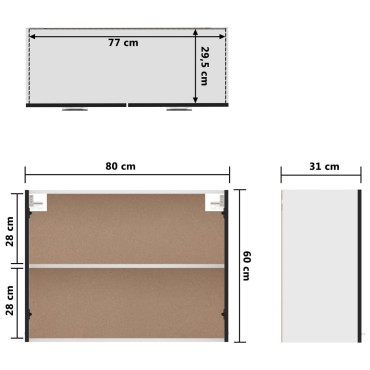 vidaXL Ντουλάπι Κρεμαστό Μαύρο 80x31x60cm από Μοριοσανίδα 1 τεμ.