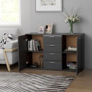 vidaXL Μπουφές Γκρι 120x35,5x75cm από Επεξ. Ξύλο 1 τεμ.