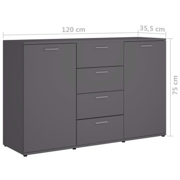 vidaXL Μπουφές Γκρι 120x35,5x75cm από Επεξ. Ξύλο 1 τεμ.