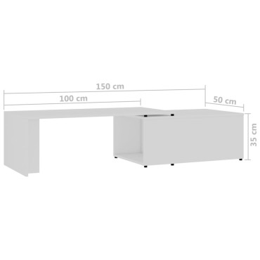 vidaXL Τραπεζάκι Σαλονιού Λευκό 150x50x35cm από Επεξ. Ξύλο 1 τεμ.