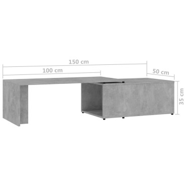 vidaXL Τραπεζάκι Σαλονιού Γκρι Σκυροδέματος 150x50x35cm Μοριοσανίδα 1 τεμ.