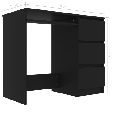 vidaXL Γραφείο Μαύρο 90x45x76cm από Επεξ. Ξύλο 1 τεμ.