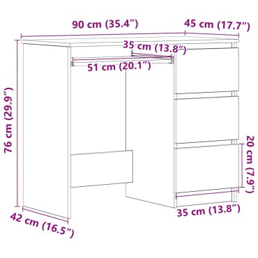 vidaXL Γραφείο Γκρι του Σκυροδέματος 90x45x76cm από Επεξ. Ξύλο 1 τεμ.