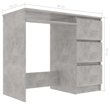 vidaXL Γραφείο Γκρι του Σκυροδέματος 90x45x76cm από Επεξ. Ξύλο 1 τεμ.