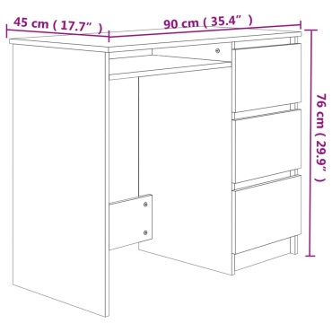 vidaXL Γραφείο Γκρι του Σκυροδέματος 90x45x76cm από Επεξ. Ξύλο 1 τεμ.