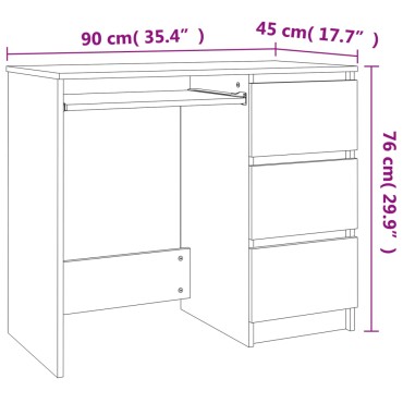 vidaXL Γραφείο Γκρι του Σκυροδέματος 90x45x76cm από Επεξ. Ξύλο 1 τεμ.
