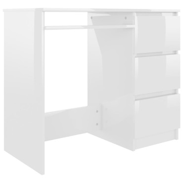 vidaXL Γραφείο Γυαλιστερό Λευκό 90x45x76cm από Επεξ. Ξύλο 1 τεμ.