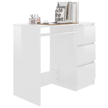 vidaXL Γραφείο Γυαλιστερό Λευκό 90x45x76cm από Επεξ. Ξύλο 1 τεμ.
