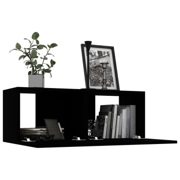 vidaXL Έπιπλο Τηλεόρασης Μαύρο 80 x 30 x 30 εκ. από Επεξ. Ξύλο