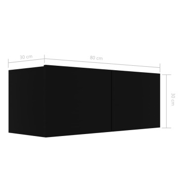 vidaXL Έπιπλο Τηλεόρασης Μαύρο 80 x 30 x 30 εκ. από Επεξ. Ξύλο