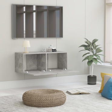 vidaXL Έπιπλο Τηλεόρασης Γκρι Σκυροδέματος 80x30x30cm από Επεξ. Ξύλο