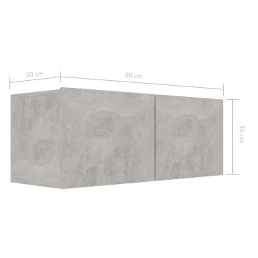 vidaXL Έπιπλο Τηλεόρασης Γκρι Σκυροδέματος 80x30x30cm από Επεξ. Ξύλο