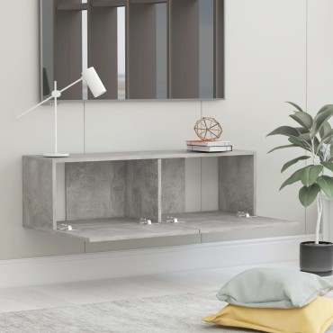 vidaXL Έπιπλο Τηλεόρασης Γκρι Σκυροδέματος 100x30x30cm από Επεξ. Ξύλο