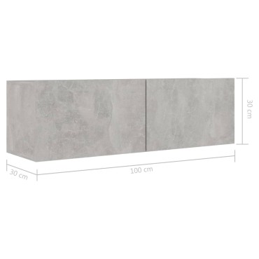 vidaXL Έπιπλο Τηλεόρασης Γκρι Σκυροδέματος 100x30x30cm από Επεξ. Ξύλο