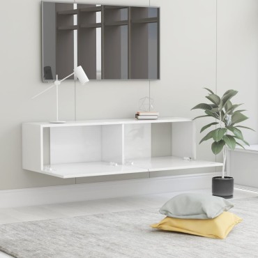 vidaXL Έπιπλο Τηλεόρασης Γυαλιστερό Λευκό 120x30x30cm από Επεξ. Ξύλο