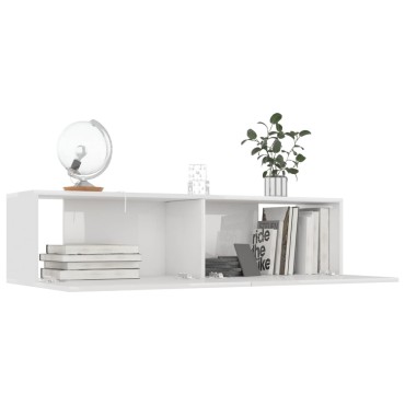 vidaXL Έπιπλο Τηλεόρασης Γυαλιστερό Λευκό 120x30x30cm από Επεξ. Ξύλο