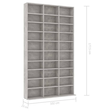 vidaXL Έπιπλο για CD Γκρι Σκυρ. 102x16x177,5cm από Επεξεργασμένο Ξύλο 1 τεμ.