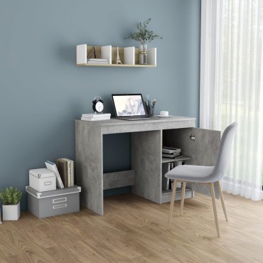 vidaXL Γραφείο Γκρι Σκυροδέματος 100x50x76cm από Επεξ. Ξύλο 1 τεμ.
