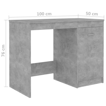 vidaXL Γραφείο Γκρι Σκυροδέματος 100x50x76cm από Επεξ. Ξύλο 1 τεμ.