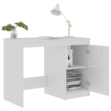 vidaXL Γραφείο Γυαλιστερό Λευκό 100x50x76cm από Επεξ. Ξύλο 1 τεμ.