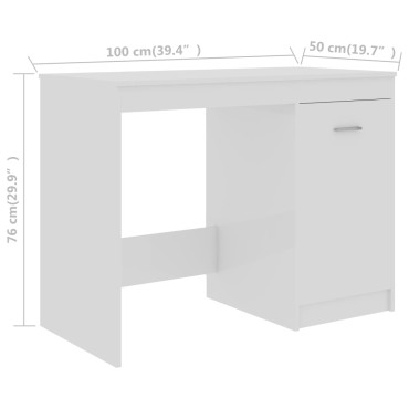 vidaXL Γραφείο Γυαλιστερό Λευκό 100x50x76cm από Επεξ. Ξύλο 1 τεμ.