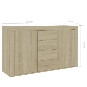 vidaXL Μπουφές Sonoma Δρυς 120x36x69cm από Επεξ. Ξύλο 1 τεμ.