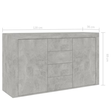 vidaXL Μπουφές Γκρι του Σκυροδέματος 120x36x69cm από Επεξ. Ξύλο 1 τεμ.