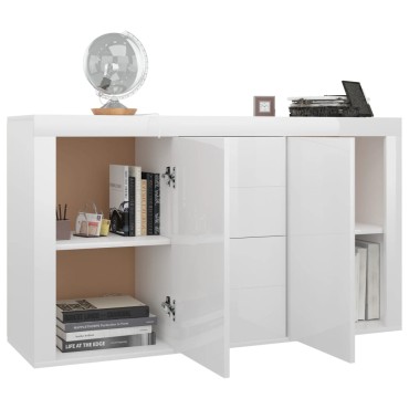 vidaXL Μπουφές Γυαλιστερό Λευκό 120x36x69cm από Επεξ. Ξύλο 1 τεμ.