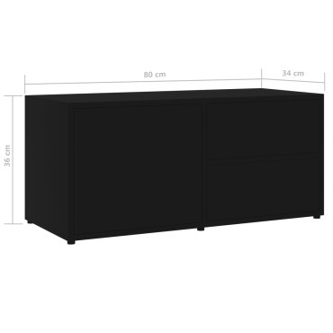 vidaXL Έπιπλο Τηλεόρασης Μαύρο 80x34x36cm από Επεξ. Ξύλο