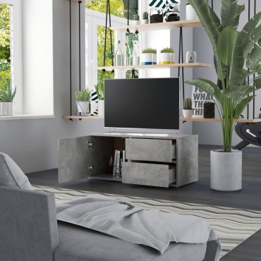 vidaXL Έπιπλο Τηλεόρασης Γκρι Σκυροδέματος 80x34x36cm Επεξ. Ξύλο