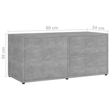 vidaXL Έπιπλο Τηλεόρασης Γκρι Σκυροδέματος 80x34x36cm Επεξ. Ξύλο