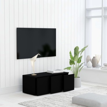 vidaXL Έπιπλο Τηλεόρασης Μαύρο 80x34x30cm από Επεξ. Ξύλο