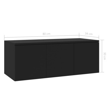 vidaXL Έπιπλο Τηλεόρασης Μαύρο 80x34x30cm από Επεξ. Ξύλο