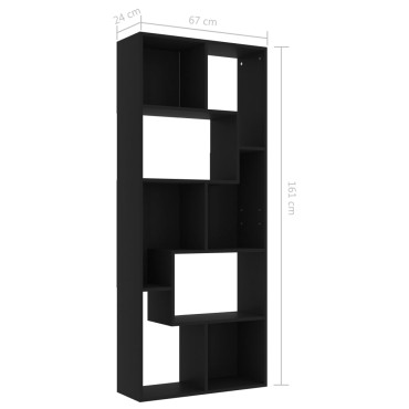 vidaXL Βιβλιοθήκη Μαύρη 67x24x161cm από Επεξ. Ξύλο 1 τεμ.