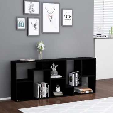 vidaXL Βιβλιοθήκη Μαύρη 67x24x161cm από Επεξ. Ξύλο 1 τεμ.