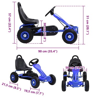 vidaXL Go Kart με Πετάλια και Λάστιχα Πεπιεσμένου Αέρα Μπλε