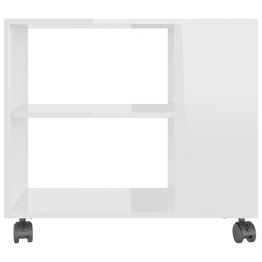 vidaXL Τραπέζι Βοηθητικό Γυαλιστ.Λευκό 70x35x55cm Επεξεργασμένο Ξύλο 1 τεμ.