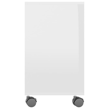 vidaXL Τραπέζι Βοηθητικό Γυαλιστ.Λευκό 70x35x55cm Επεξεργασμένο Ξύλο 1 τεμ.